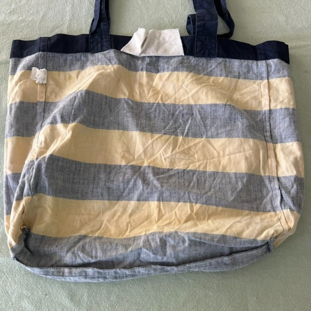 Vintage Rugby by Ralph Lauren Canvas Tote Bag Navy Yellow Stripes Logo - Picture 8 of 15